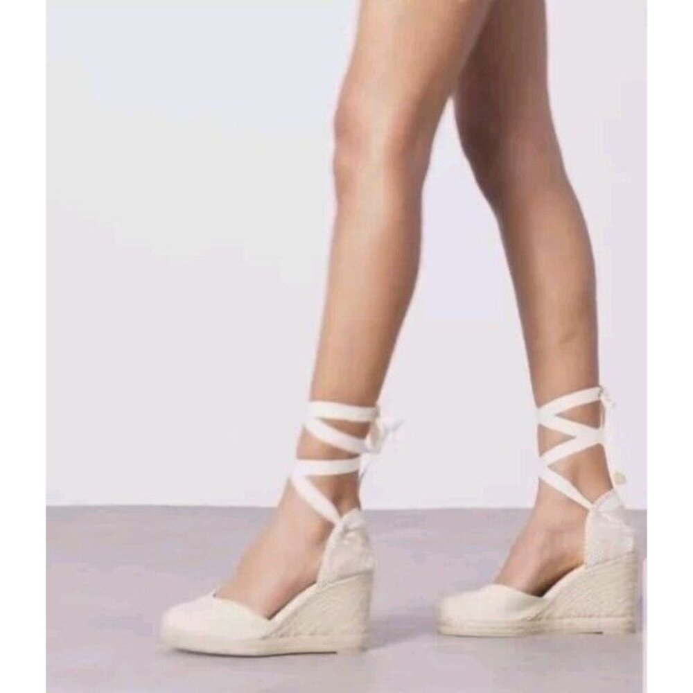 Castaner ESPADRILLES Ivory Wedge Espadrille CHIARA/8/001 Size 7 EU 37, Spain NEW